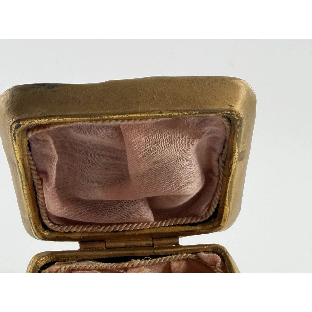 Antique Art Nouveau Jewelry Casket Gilt Spelter Floral Trinket Box 1175